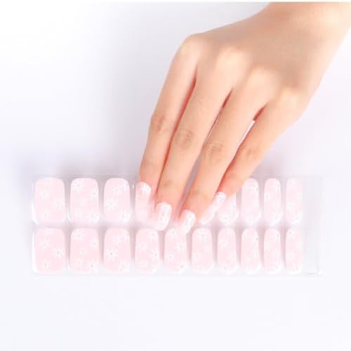 Gel Nail Strips - Quick & Easy Application Gel Nail Stickers, Long-Lasting Salon Quality, Chip Resistant, No Damage, Nail Art - Use Any Nail Lamp (Petal Perfection) (Petal Perfection)