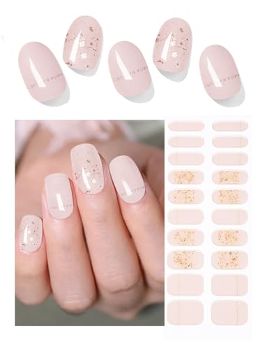 Semi Cured Gel Nail Strips |Nude 20pcs Gel Polish Nail Wraps | Gel Nail Stickers, UV Light Required - Image 2