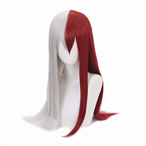 Anime Half Red and Sliver Wigs Short for My Hero Academia Cosplay Halloween Wigs