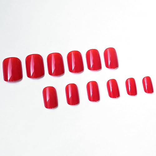LuckForever Short Press on Nails 240pc Glossy Red Press on Nails Short Square Fake Nails Full Cover False Fingernail French Tips Presson Nail 10 Sheets Glue Nail Adhesive Tabs File Tools for Women - Image 7