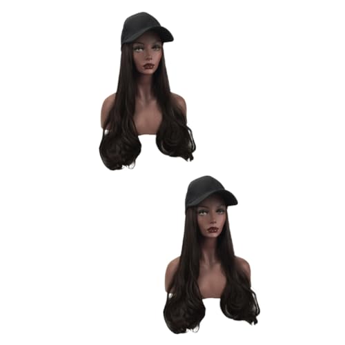 Housoutil 2pcs Beanie Hat Wig Woman Wig Long Curly Hair Wig Long Wig Cap Hairstyles Hair Extension with Hat Curly Closure Wig Human Hair Gabor Wigs for Women Hats Baseball Cap Curls Women's