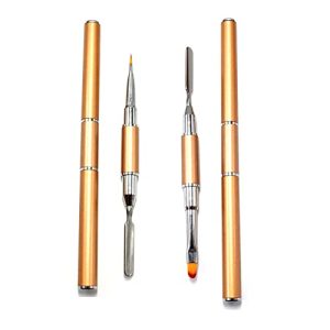 2 Pack Golden Polygel Brush Picker Dual-Ended Stainless Steel 12cm Gel Nail Extension Tool
