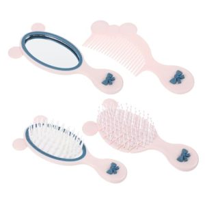 1 Set Toddler Hair Brush Girl Detangling Comb Girls Hair Brush Detangler Styling Comb Little Girl Mirror Comb Kids Handheld Mirror Compact Hair Brush Child Plastic Gift White Mini