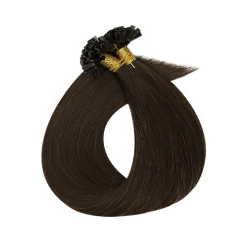 Full Shine Human Hair Extensions Ktip Hair Extensions Color 2 Brown Ktip Human Hair Extensions Real Remy Hair 18 Inch Prebonded Hair Extensions 50Gram Natural Straight Hair Extensions for Women - Image 8