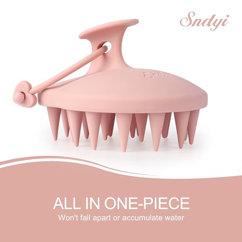 Sndyi Pink Silicone Scalp Massager Brush for Gentle Hair Washing and Dandruff Relief - Image 2