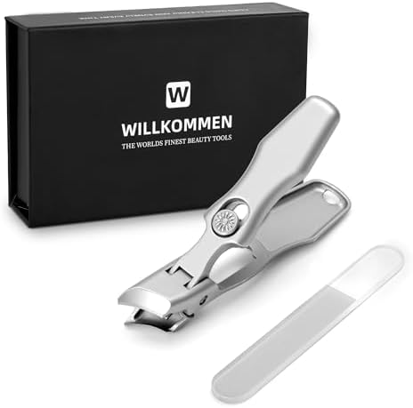 Nail Clippers with File - Extra Wide Jaw Opening and Heavy Duty Large Long Handle Nail Cutter for Thick Nails - No Splash Fingernail Toenail - for Men Women Adult Seniors (Silver