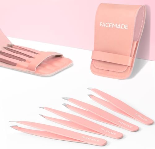 4 Pack Tweezers Set - Professional Stainless Steel Tweezers for Men and Women, Precision Eyebrow Tweezers for Facial Hair, Chin, and Ingrown Hair Removal (Pink) - Image 7
