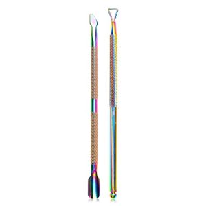 Morovan Cuticle Pusher and Spoon Nail Cleaner Triangle Cuticle Pusher Double Ended Gel Nail Polish Cuticle Remover Tool Stainless Steel Manicure Tools for Fingernails and Toenails