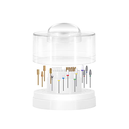 Large Nail Drill Bits Holder with Nail Drill Bits Cleanser, 30 Holes Solid Anti Slip Dustproof Nail Drill Bits Stand Displayer Organizer Holder(Not include drill bits) - Image 5