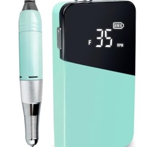 Electric Nail Drill Machine,Lumcrissy Portable Rechargeable 35000 RPM Electric Nail File E-File ,Electric Acrylic Nail Tools ,Polishing,Nail Removing (Light Green)