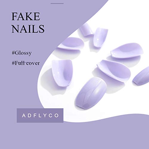 Glossy Long Fake Nails Purple Coffin Press on Nails Acrylic Full Cover False Nails for Women and Girls (24Pcs) (SET1) - Image 3
