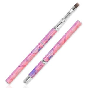 DANNEASY 1pc Acrylic Nail Brush Flat Nail Clean Up Brush Painting Pen Nail Polish Brushes Nail Art Brushes Manicure Brush for Home Use and Professional Nail Salon