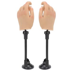 Silicone Fake Hands, 1 Pair Nail Practice Hand Bendable Realistic Flexible Prosthetic Nail Hand with 2PCS Suction Brackets Practice Hand for Acrylic Nails Fake Nails Mannequin Hand