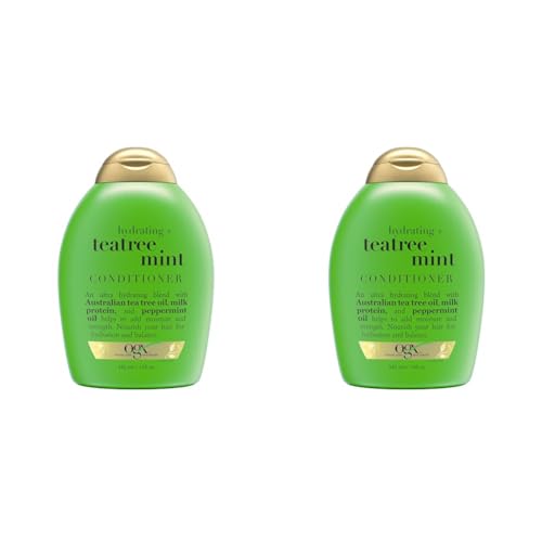 OGX Hydrating + Tea Tree Mint Conditioner, Nourishing & Invigorating Scalp Conditioner with Tea Tree & Peppermint Oil & Milk Proteins, Paraben-Free, Sulfate-Free Surfactants, 13 fl oz (Pack of 2)