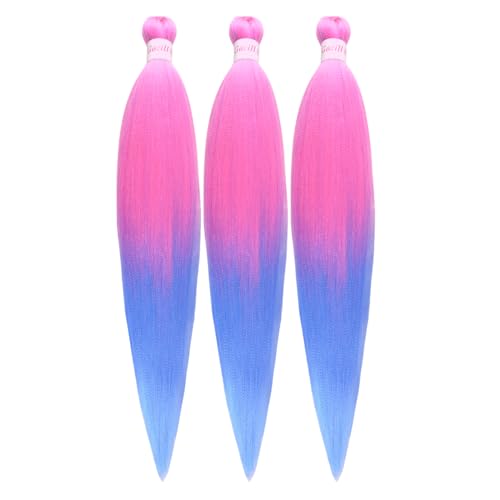 Pink Braiding Hair Pre Stretched Blue Ombre Kanekalon Braiding Hair Box Braids Hair Extensions 26 inch