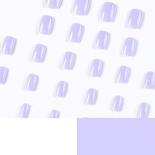 24 Pcs Purple Extra Short Square Glossy Press on Nails with Glue Included - Image 2