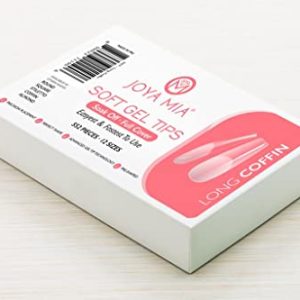 Soft Gel Nail Tips Full Cover Nail Tips Kit for Soak Off Nail Extensions, 550 Pcs Clear Soft Pre-buff PMMA False Press on Nail Tips, 11 Sizes - 10 Shapes to choose from (Long Coffin)