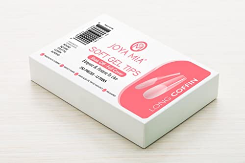 Soft Gel Nail Tips Full Cover Nail Tips Kit for Soak Off Nail Extensions, 550 Pcs Clear Soft Pre-buff PMMA False Press on Nail Tips, 11 Sizes - 10 Shapes to choose from (Long Coffin)