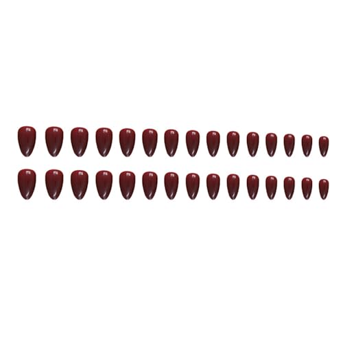 24 Pcs Wine Red Short Oval Press On Nails Set for Average to Wide Nail Beds - Image 5