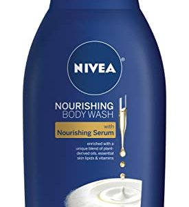 NIVEA Nourishing Care Body Wash with Nourishing Serum, 30 Fl Oz Pump Bottle