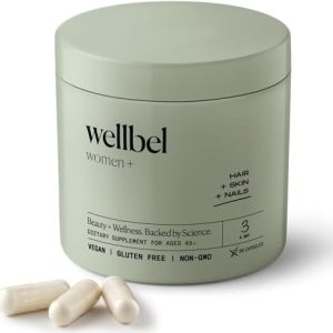 WELLBEL Women + Clean Supplement for Hair, Skin, and Nails, Vegan, Gluten Free, Non GMO 90 Count