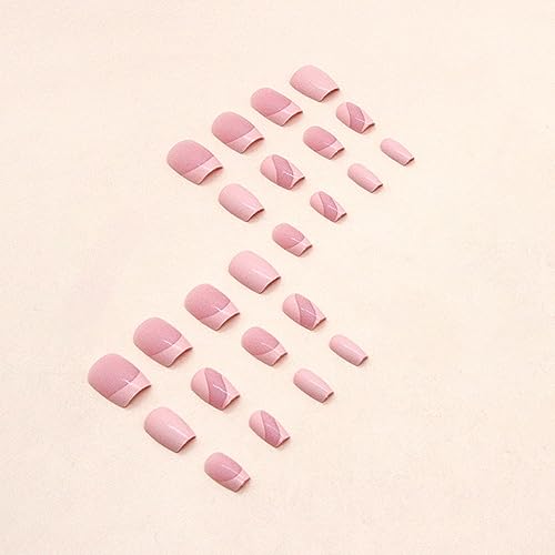 24 Pcs Nude Pink Press on Nails Short Square Coffin Fake Nails Press ons French Ballet Glossy Pure Color Design Nail Tips Full Cover False Nails Stick on Nails Acrylic Nail Kit for Women Manicure - Image 3