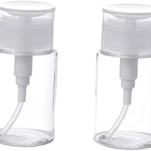 2 Pack 100ml Empty Nail Polish Remover Push Down Pump Dispenser Bottles for Liquid Makeup