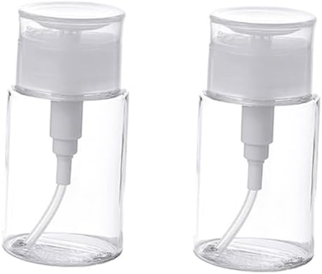 2 Pack 100ml Empty Nail Polish Remover Push Down Pump Dispenser Bottles for Liquid Makeup