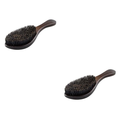 Beaupretty 2 Pcs Portable Hair Brush Mens Beard Brush Bristle Beard Brush Bristle and Nylon Brush Wooden Hair Brush Wood Handle Bristle Brush Beard Brush for Men Beech Bristles Grease Brush