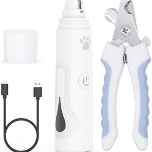 Electric LED Pet Claw File, Rechargeable Quiet Portable Kitten Nail Grinder, Puppy Safe Tool Kit