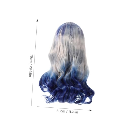 Long Wavy Curly Bangs Synthetic Wig for Cosplay and Role Play Outfits - Image 2