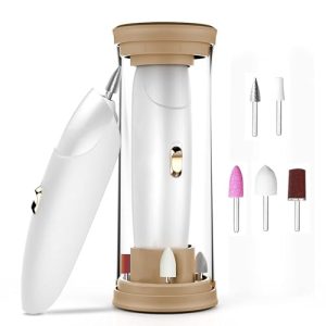 Professional Acrylic Manicure Pedicure Kit, Electric Nail File Set, Cordless Electric Nail Drill Machine, Hand Foot Care Tool for Nail Grind Trim Polish(Gold)