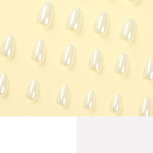 MISUD Press on Nails Medium Round Fake Nails Chrome Acrylic Nails Glossy Glue on Nails Bling White Aurora Oval Artificial Nails Pearl Flash False Nails with Laser Design 24 pcs - Image 6