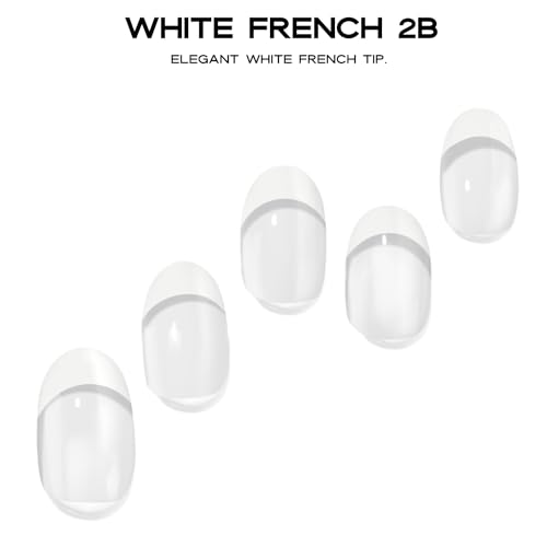Semi Cured Gel Nail Strips French Tip | 30pcs White French Tip Nail Wraps Kit for Women | Gel Nail Stickers with UV Light Required (White French 2B) - Image 2