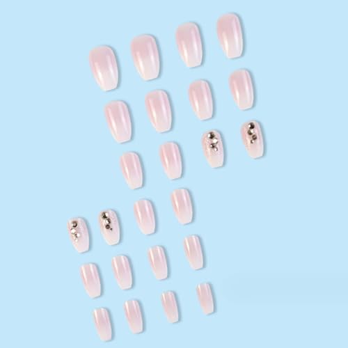YoYoee Long Coffin False Nails Gradient Press on Nails Glossy Fake Nails Galaxy Stick on Nails for Women and Girls 24PCS - Image 3
