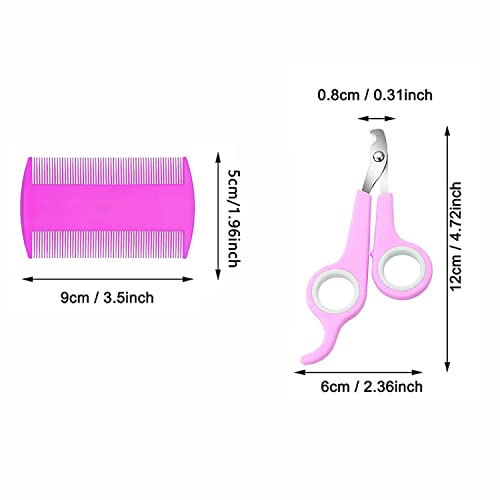 7 Piece Small Rabbit Grooming Kit with Nail Clippers and Pet Hair Remover - Adjustable Ring Strap - Image 2