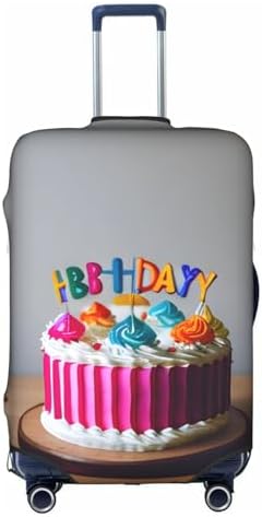 Happy Birthday Cake Design Luggage Cover for 18-32 Inch Suitcases, Washable and Protective