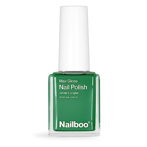 Nailboo PREMIER Max Gloss Nail Polish, (Rich Green) Exotic Emerald Nail Color, DIY Nails Salon Quality, Glossy Non-Gel Nail Polish, 0.5 oz.