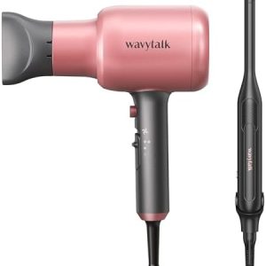 Wavytalk 1875 Watt Ionic Hair Dryer and 3/10 Inch Flat Iron Set with Diffuser