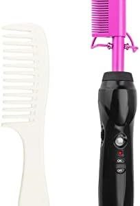 Hot Comb Hair Straightener Electric Heating Pressing Comb Ceramic Flat Iron Curler Portable Hair Straightener Brush for Natural Black Hair Anti-Scald Beard Wigs Straightening Comb