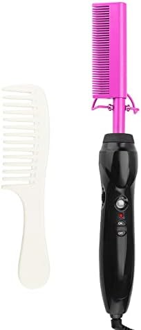 Hot Comb Hair Straightener Electric Heating Pressing Comb Ceramic Flat Iron Curler Portable Hair Straightener Brush for Natural Black Hair Anti-Scald Beard Wigs Straightening Comb