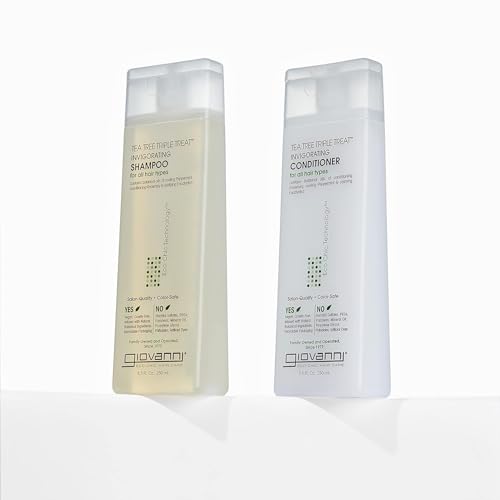GIOVANNI Tea Tree Triple Treat Invigorating Shampoo & Conditioner Set - Cooling Peppermint, Eucalyptus, Rosemary, Helps Dry, Flaky Scalp, Salon Quality, Vegan, Cruelty Free, Paraben Free - 24 oz Each - Image 2