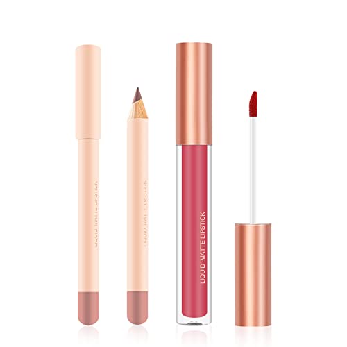 Long-Wear Waterproof Full Coverage Non-Sticky 3-Piece Lipstick Lipliner Lip Gloss Set - Image 5