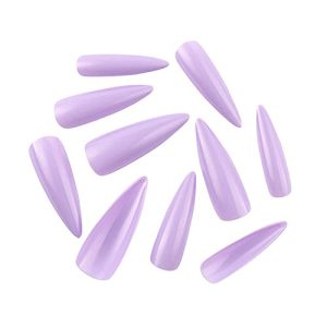 100 Pcs Light Purple Stiletto Nail Tips for Stylish Nail Art and Extensions