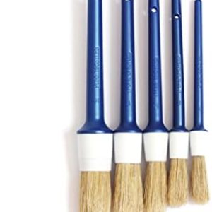 BZ Natural Boar Hair Detailing Brush 5pcs Set, Automotive Non-Slip Detail Brushes for Cleaning Wheels, Engine, Interior, Exterior, Leather, Seat, Lug Nut, Emblems, Air Vents, Car, Motorcycle