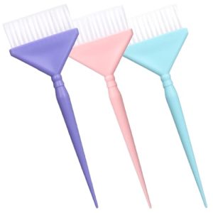 3 Piece Hair Dye Brush Set with Pink Comb and Soft Nylon Wool Applicator Tools