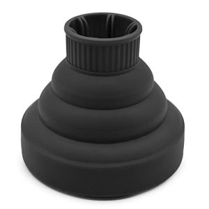 Universal Collapsible Hair Dryer Diffuser, Silicone Blow Dryer Diffuser Attachment Portable Travel Hair Dryer Diffuser for Home Hair Salon, Suitable for Nozzle 1.4 in to 2 in (Black)
