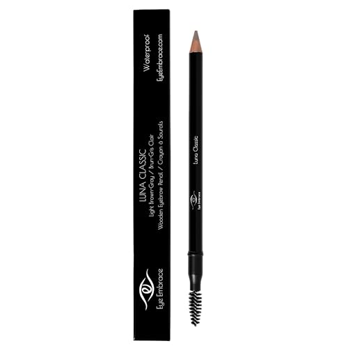 Luna Classic: Light Brown-Gray Wooden Eyebrow Pencil – Waterproof, Double-Ended Pencil with Sharpener & Spoolie Brush, Cruelty-Free - Image 4