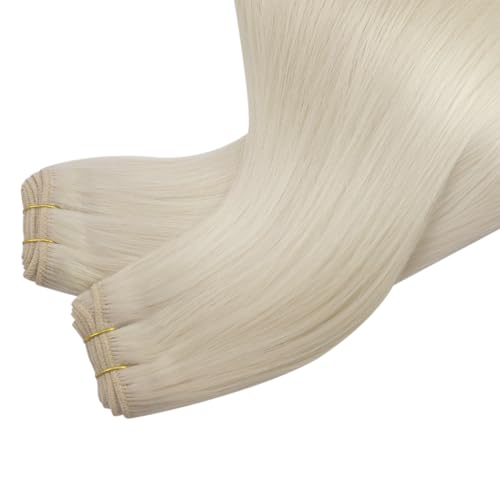 Sunny Blonde Weft Hair Extensions Human Hair Platinum Blonde Sew in Hair Extensions Real Human Hair Blonde Sew in Human Hair Straight Real Hair Weft Extensions Sew in 24inch 100G - Image 9