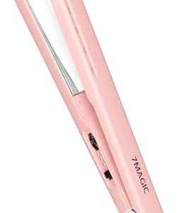 7MAGIC Flat Iron Hair Straightener, 1 inch Nano Titanium Hair Straightener for All Hair Types, Travel Flat Iron Dual Voltage,5 Temp,15s MCH Fast Heating Straightening Iron